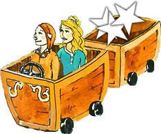 Princess & Piglet in floating boxcars
